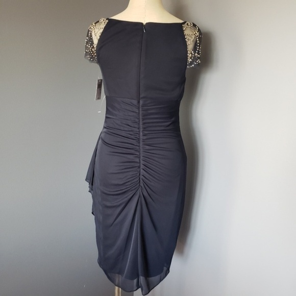 NWT DJ-JAZ Embellished Ruched Dress Blue 6 - Picture 5 of 7